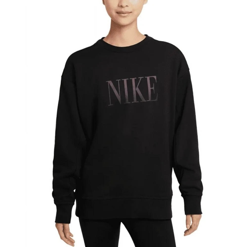 Nike Women's Dri-fit Get Fit French Terry Training Top Black Size XS